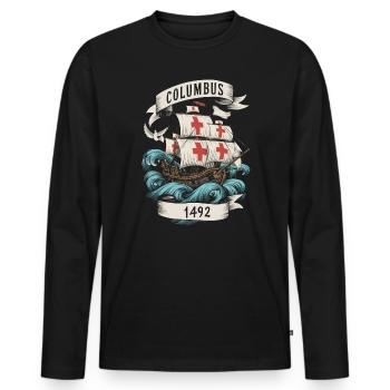 Columbus Day Christopher Columbus Italian American - Men's Premium Organic Long Sleeve Shirt - black - Front - Nico (187cm)