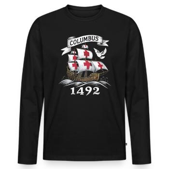 Columbus Day Christopher Columbus Italian American - Men's Premium Organic Long Sleeve Shirt - black - Front - Nico (187cm)