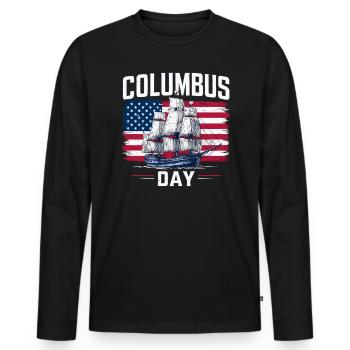 Columbus Day Christopher Columbus Italian American - Men's Premium Organic Long Sleeve Shirt - black - Front - Nico (187cm)