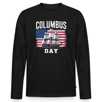 Columbus Day Christopher Columbus Italian American - Men's Premium Organic Long Sleeve Shirt - black - Front - Nico (187cm)