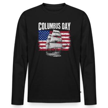 Columbus Day Christopher Columbus Italian American - Men's Premium Organic Long Sleeve Shirt - black - Front - Nico (187cm)