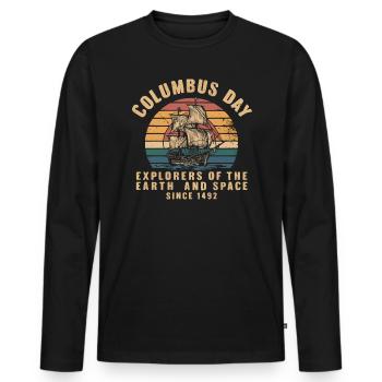 Kolumbus-Tag Christoph Kolumbus Italienisch Amerikanisch - Männer Premium Bio Langarmshirt - Schwarz - Vorne - Nico (187cm)