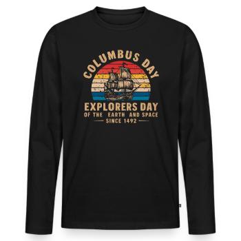 Columbus Day Christopher Columbus Italian American - Men's Premium Organic Long Sleeve Shirt - black - Front - Nico (187cm)
