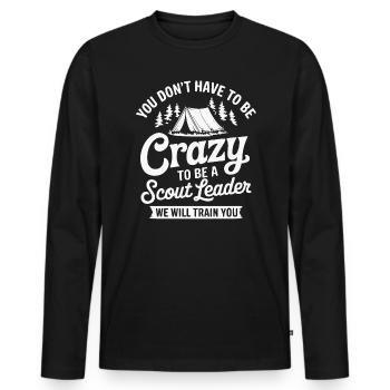 Scout Leader Scouting Campfire Camping Tent - Men's Premium Organic Long Sleeve Shirt - black - Front - Nico (187cm)