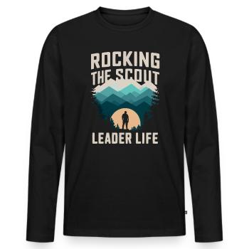 Scout Leader Scouting Campfire Camping Tent - Men's Premium Organic Long Sleeve Shirt - black - Front - Nico (187cm)