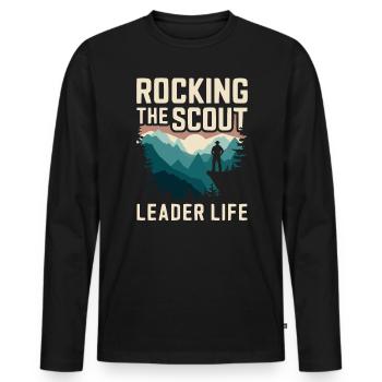Scout Leader Scouting Campfire Camping Tent - Men's Premium Organic Long Sleeve Shirt - black - Front - Nico (187cm)