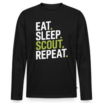 Scout Leader Scouting Campfire Camping Tent - Men's Premium Organic Long Sleeve Shirt - black - Front - Nico (187cm)