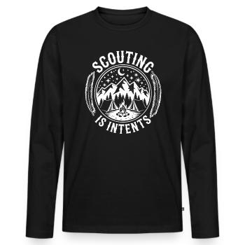 Scout Leader Scouting Campfire Camping Tent - Men's Premium Organic Long Sleeve Shirt - black - Front - Nico (187cm)