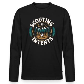 Scout Leader Scouting Campfire Camping Tent - Men's Premium Organic Long Sleeve Shirt - black - Front - Nico (187cm)