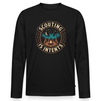 Scout Leader Scouting Campfire Camping Tent - Men's Premium Organic Long Sleeve Shirt - black - Front - Nico (187cm)