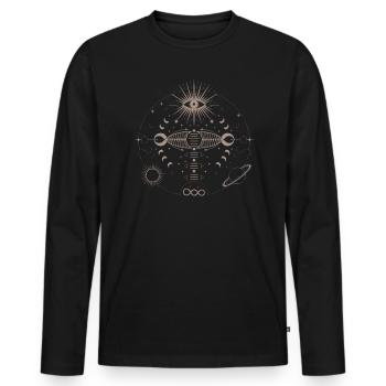 Énergie Cosmique Énergie Vitale Force Universelle - T-shirt manches longues Premium bio Homme - noir - Devant - Nico (187cm)