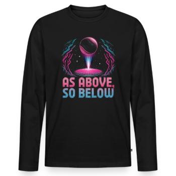 Cosmic Energy Life Energy Universal Force - Men's Premium Organic Long Sleeve Shirt - black - Front - Nico (187cm)