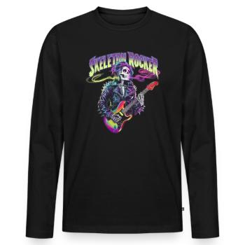 Skeleton Guitar Player Bones Guitarist Musician - Men's Premium Organic Long Sleeve Shirt - black - Front - Nico (187cm)