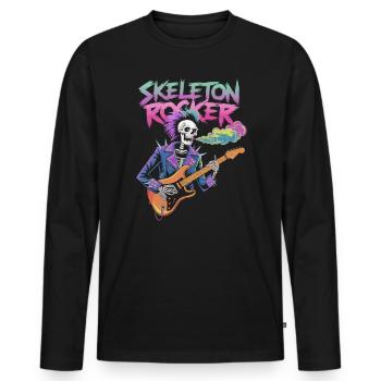 Skeleton Guitar Player Bones Guitarist Musician - Men's Premium Organic Long Sleeve Shirt - black - Front - Nico (187cm)
