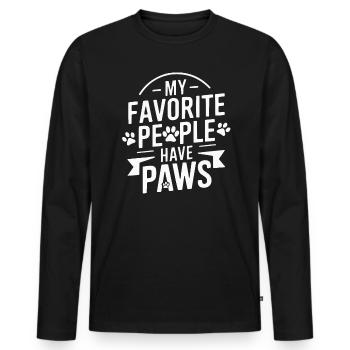 Anti Humain Pro Chien Amoureux Propriétaire Chiot Chiot Doggy - T-shirt manches longues Premium bio Homme - noir - Devant - Nico (187cm)