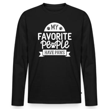 Anti Humain Pro Chien Amoureux Propriétaire Chiot Chiot Doggy - T-shirt manches longues Premium bio Homme - noir - Devant - Nico (187cm)