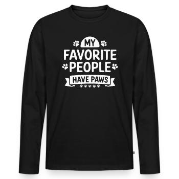 Anti Human Pro Dog Lover Puppy Owner Pup Doggy - Men's Premium Organic Long Sleeve Shirt - black - Front - Nico (187cm)
