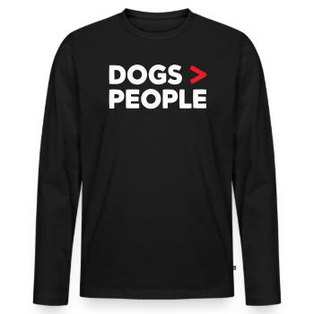 Anti Human Pro Dog Lover Puppy Owner Pup Doggy - Men's Premium Organic Long Sleeve Shirt - black - Front - Nico (187cm)