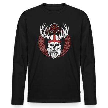 Asatru Walhalla Skandinavischer Stolz Nordmänner Wikinger - Männer Premium Bio Langarmshirt - Schwarz - Vorne - Nico (187cm)