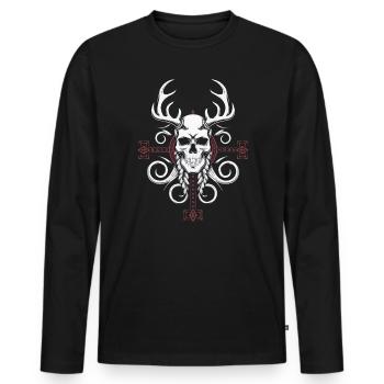 Asatru Walhalla Skandinavischer Stolz Nordmänner Wikinger - Männer Premium Bio Langarmshirt - Schwarz - Vorne - Nico (187cm)