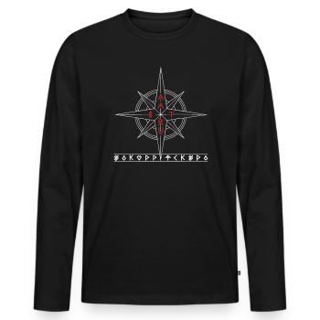 Asatru Walhalla Skandinavischer Stolz Nordmänner Wikinger - Männer Premium Bio Langarmshirt - Schwarz - Vorne - Nico (187cm)