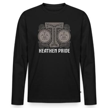 Asatru Walhalla Skandinavischer Stolz Nordmänner Wikinger - Männer Premium Bio Langarmshirt - Schwarz - Vorne - Nico (187cm)