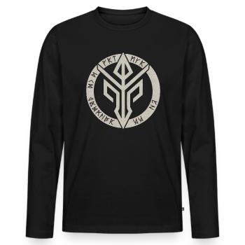 Asatru Walhalla Skandinavischer Stolz Nordmänner Wikinger - Männer Premium Bio Langarmshirt - Schwarz - Vorne - Nico (187cm)
