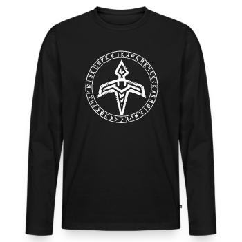 Asatru Walhalla Skandinavischer Stolz Nordmänner Wikinger - Männer Premium Bio Langarmshirt - Schwarz - Vorne - Nico (187cm)