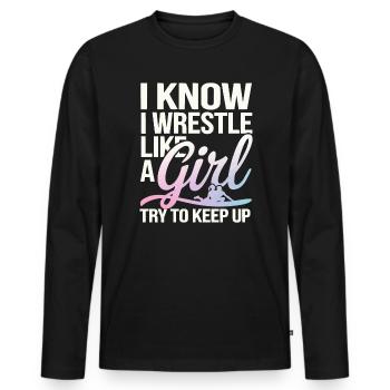Girls Wrestling Wrestle Grappling Wrestler Girl - Men's Premium Organic Long Sleeve Shirt - black - Front - Nico (187cm)