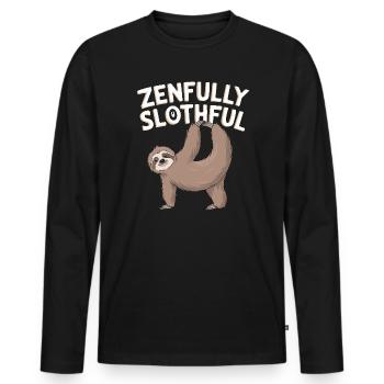Lazy Sloth Yoga Zen Meditation Yoga Instructor - Men's Premium Organic Long Sleeve Shirt - black - Front - Nico (187cm)