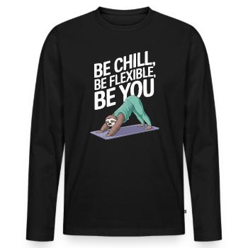Lazy Sloth Yoga Zen Meditation Yoga Instructor - Men's Premium Organic Long Sleeve Shirt - black - Front - Nico (187cm)