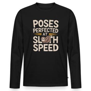 Lazy Sloth Yoga Zen Meditation Yoga Instructor - Men's Premium Organic Long Sleeve Shirt - black - Front - Nico (187cm)