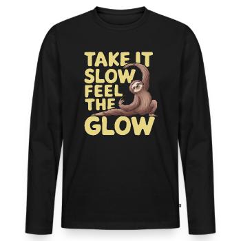 Lazy Sloth Yoga Zen Meditation Yoga Instructor - Men's Premium Organic Long Sleeve Shirt - black - Front - Nico (187cm)