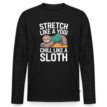 Lazy Sloth Yoga Zen Meditation Yoga Instructor - Men's Premium Organic Long Sleeve Shirt - black - Front - Nico (187cm)