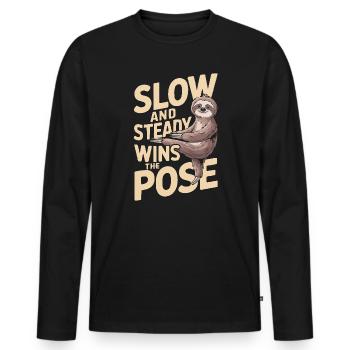 Lazy Sloth Yoga Zen Meditation Yoga Instructor - Men's Premium Organic Long Sleeve Shirt - black - Front - Nico (187cm)