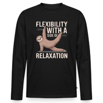 Lazy Sloth Yoga Zen Meditation Yoga Instructor - Men's Premium Organic Long Sleeve Shirt - black - Front - Nico (187cm)