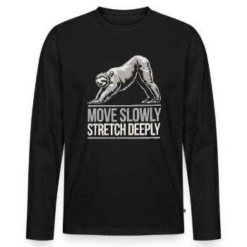 Lazy Sloth Yoga Zen Meditation Yoga Instructor - Men's Premium Organic Long Sleeve Shirt - black - Front - Nico (187cm)