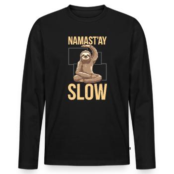 Lazy Sloth Yoga Zen Meditation Yoga Instructor - Men's Premium Organic Long Sleeve Shirt - black - Front - Nico (187cm)