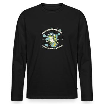 Dicton du plongeur grenouille – la maison rencontre l’étang de carrière - T-shirt manches longues Premium bio Homme - noir - Devant - Nico (187cm)