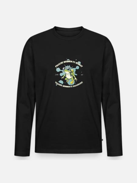 Frosch-Taucher-Spruch – Heimat trifft Baggersee - Männer Premium Bio Langarmshirt - Schwarz