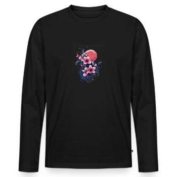 Sakura Flower Art – Japanese Elegance - Men's Premium Organic Long Sleeve Shirt - black - Front - Nico (187cm)