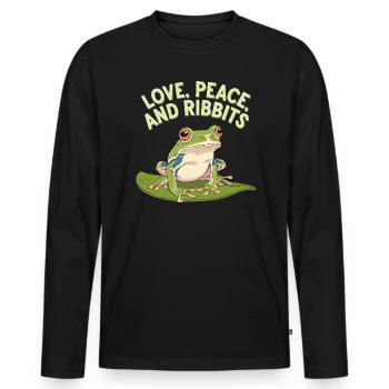American Green Tree Frog Lover Animal Froggy Toad - Men's Premium Organic Long Sleeve Shirt - black - Front - Nico (187cm)
