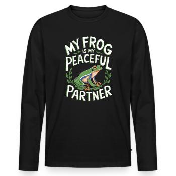 American Green Tree Frog Lover Animal Froggy Toad - Men's Premium Organic Long Sleeve Shirt - black - Front - Nico (187cm)