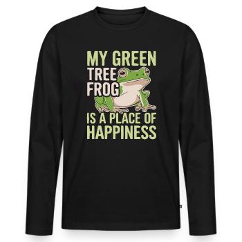 American Green Tree Frog Lover Animal Froggy Toad - Men's Premium Organic Long Sleeve Shirt - black - Front - Nico (187cm)