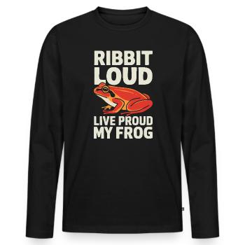 Tomato Frog Lover Animal Amphibian Froggy Toad - Men's Premium Organic Long Sleeve Shirt - black - Front - Nico (187cm)