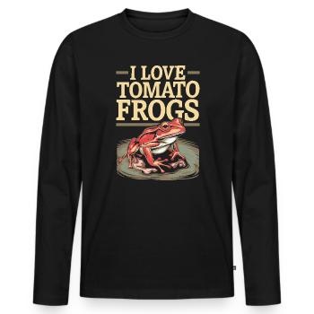 Tomato Frog Lover Animal Amphibian Froggy Toad - Men's Premium Organic Long Sleeve Shirt - black - Front - Nico (187cm)