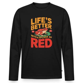 Tomato Frog Lover Animal Amphibian Froggy Toad - Men's Premium Organic Long Sleeve Shirt - black - Front - Nico (187cm)