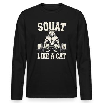Musculation Chat Fitness Entraînement Instructeur de gym - T-shirt manches longues Premium bio Homme - noir - Devant - Nico (187cm)