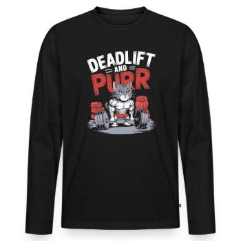 Bodybuilding Cat Fitness Workout Gym Instructor - Men's Premium Organic Long Sleeve Shirt - black - Front - Nico (187cm)