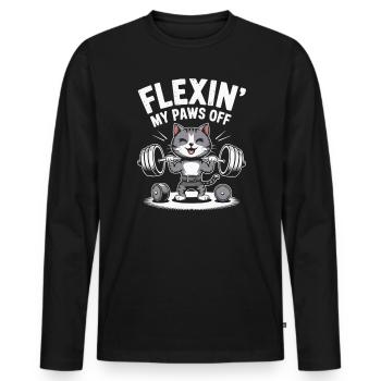 Instructeur de salle de musculation pour chats - T-shirt manches longues Premium bio Homme - noir - Devant - Nico (187cm)